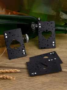 1 pièce Ouvre-bouteille de bière en acier inoxydable avec motif de pique et cœur noir, portable de taille portefeuille et de poche, convient pour la famille, les cadeaux de demoiselle d'honneur pour mariage, les cadeaux de fête, les cadeaux d'anniversaire et enterrement de vie de jeune fille, les cadeaux pour la fête des pères et la remise des diplômes, les cadeaux pour le mari, le père et le petit ami, ustensiles de cuisine réutilisables, pour l'extérieur, le camping