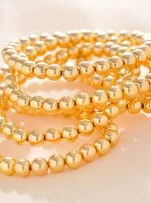 6 件/套简约时尚银球装饰珠链手链套装，适合日常佩戴、度假、聚会、约会、礼物