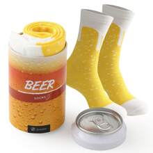1 par de calcetines hasta el tobillo únicos con estampado de cerveza amarilla para mujeres, calcetines casuales suaves y transpirables, calcetines de regalo originales para familia, amigos, adecuados para ocio, hogar, salir, fiestas, uso estacional, unisex