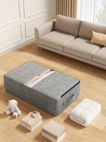 1 个爆炸性床下储物袋：大容量，灰色织物设计，抽屉整理器，季节性衣物储物袋，易于存放被子、衣物，节省空间，居家必备！ - 灰色 - 查看 6