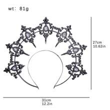 1 pieza Diadema tipo halo de aleación dorada estilo lolita, accesorio para el cabello con corona de cristales al estilo gótico glamoroso, adecuado para bodas, fiestas, sesiones de fotos, cosplay y vuelta al colegio