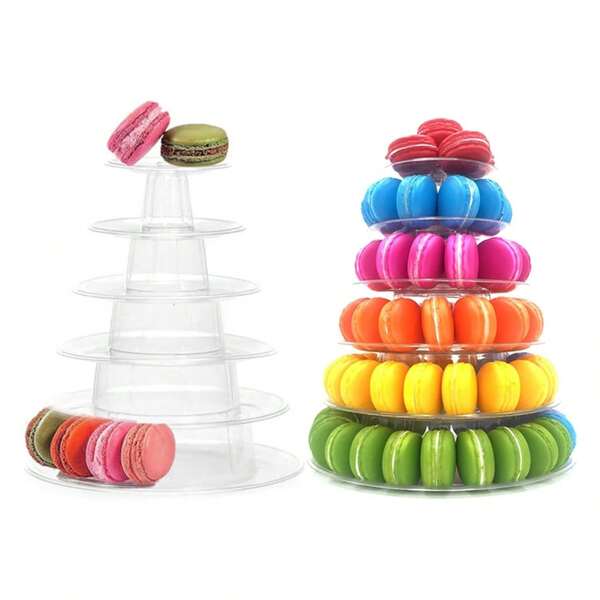 Suporte de Torre Redondo em Plástico Transparente, Suporte de Exposição de Bolo, Suporte de Sobremesas, Cupcake, para Festa de Aniversário, Casamento, Formatura, Comemorações, Ação de Graças, Natal ou Qualquer Outro Evento
