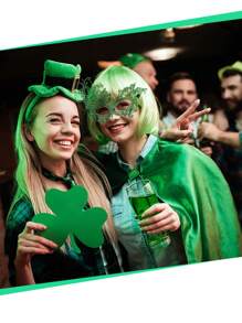 2pcs Green Irish Holiday Solid Color Party & Street Lace Couple Face Masks Suitable For Parties, Galas, St. Patrick's Day, Important Occasions - Green - View 1