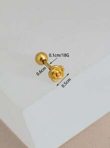 1PC Fashion Elegant Blooming Rose Flower Stud Earrings For Women Metal Screw Ball Ear Cartilage Helix Tragus Flat Conch Lobe Piercing Studs Charm Jewelry