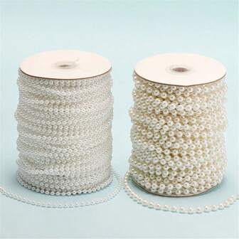 1 件 2 码 2/4/6/8/10 毫米圆形迷你珠链花环花朵塑料珠适用于婚礼派对装饰 DIY 珠宝配件