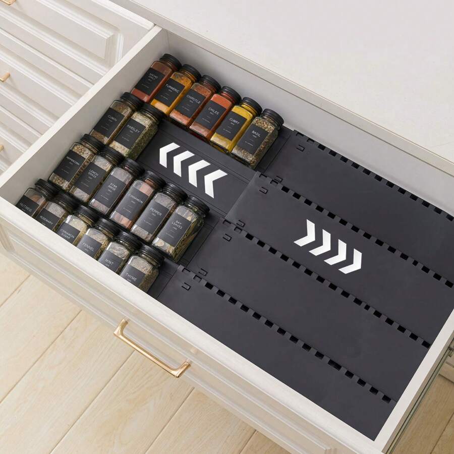 Nifogo Spice Rack Drawer 3/4 Levels, Spice Organizer Drawer, Spice ...