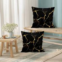 2pcs Black Marble Texture Printed Pillow Covers, 45cm*45cm - Multicolor - View 5