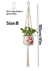 1pc Handwoven Planter Hanging Basket Net, Heavy Duty Macrame Plant Holder For Indoor&Outdoor Balcony, Bohemian/Nordic Style Thickened Plant Pot Hanging Mesh