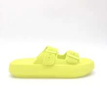 Slide Sandals With Double Buckle Straps And Chunky Sole For Casual Wear - Green - View 2
