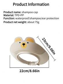 1 buah Topi Keramas Bayi Bahan PP+TPE, Motif Beruang Kartun, Tahan Air 3 Lapisan, Dengan Penutup Telinga, Lembut dan Nyaman, Pas di Kepala Tanpa Menjepit Kulit, Ukuran Dapat Disesuaikan - MultiWarna - View 8