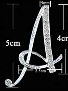 1 pièce paquet Broche géométrique simple de 26 lettres anglaises avec strass, broche élégante et de mode pour femmes. Épingle pour pull, manteau, robe, accessoires, sac, charme, école