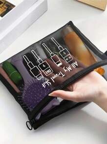 网眼化妆包，带旅行数据线图案，红色气垫收纳便携式收纳包，化妆包，护肤包，旅行必需品，宿舍用品，婚礼新娘礼物，母亲礼物，生日礼物，送给朋友和老师的礼物，浴室收纳，珠宝收纳，唇油和化妆品收纳袋学校用品化妆包节日必需品化妆包化妆袋化妆品收纳袋节日冬季豹纹腊肠犬女士礼物