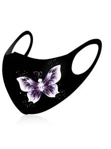 1 szt. personalizowana kolorowa maska na twarz z nadrukiem motyli i kwiatów, lekka, oddychająca, chroniąca przed słońcem, odpowiednia na festiwale, imprezy, na zewnątrz, do noszenia na co dzień