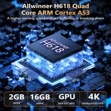 RQN TV Box Android 12 With Bluetooth Remote Control, Allwinner H618 Quad-Core 64bit Arm Cortex A53 CPU, 2GB RAM 16GB RAM Supports 2.4GHz WiFi With 4K UHD And 100M LAN Ethernet - US A Type Plug(110-127V) - View 4