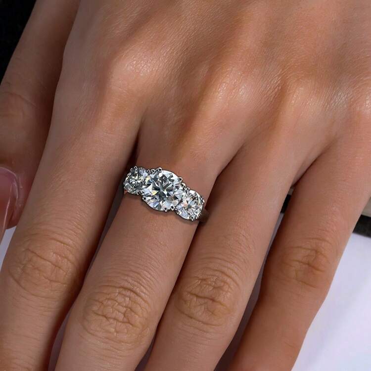 ANU JEWEL 5カラット 3ストーン モアッサナイトリング、婚約