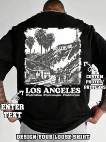 Custom Personalized Men's Summer T-Shirt, Customize Your Own Men's T-Shirt - Add Your Own Text And Images (Family Photos/Selfie/Pet Photos/Prayer Photos/Favorite Patterns/Friend Photos/Company Logo) To Design Your Own Personalized Printed T-Shirt - Black - View 1