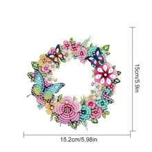 5D DIY Diamond Art Painting Kits Hanging Pendant, Wreath Flower Butterfly Diamond Art Hanging Sign DIY Special Shaped Crystal Pendant Ornaments For Door Wall Window Home Festival Decor
