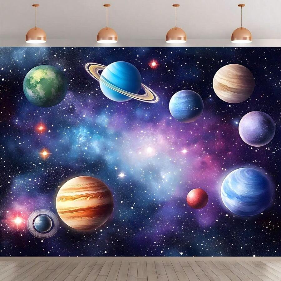 Reusable Multi-Season Space Background Wall Decor Banner - Suitable For Weddings, Birthdays, Anniversaries And General Celebrations - Indoor/Outdoor Photo Backdrop Applicable For Rooms And Gardens