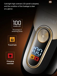 科美 KM-3209 高级男士充电式电动剃须刀带充电底座 - 双网强劲设计，适合干湿胡须剃须