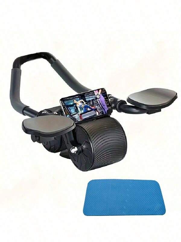 1 قطعة دوّاسة بطنية للجنسين (مع حصيرة)، عجلة بطنية ذاتية الارتداد مع وسادة مرفق، تُستخدم لتدريب قوة الجسم المركزية، حرق الدهون، نحت البطن، اللياقة البدنية، النادي الرياضي، التمارين المنزلية، دوّاسة البطن، بكرة البطن