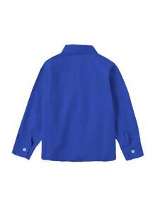 青少年男孩衬衫 长袖衬衫 婚礼制服 派对衬衫 带口袋 皇家蓝色 尺码 6-16Y - 寶藍色 - 查看 2