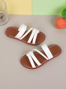1 Pair Girls Summer New Flat Slippers, Children Non-Slip Soft Bottom Indoor/Outdoor Comfortable Casual Slippers, Fashionable Girl Shoes