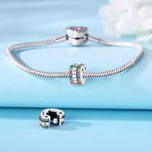 1 Pc S925 Sterling Silver Simple Forever Color Zirconium Fixed Clip, Cute Commuter Casual Match, Suitable For DIY Bracelet Jewelry Making, Suitable For Women, Jewelry Gifts Souvenir Gifts - Multicolor - View 3