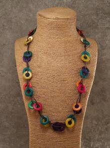 1 件手工波西米亚彩色串珠椰子壳项链，海滩度假珠宝装饰 - 兩層圓片 - 查看 6