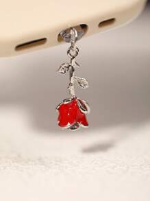 1 pezzo Tappo antipolvere con fiore di rosa 3D multicolore, accessorio pendente in metallo lega di stile retrò romantico di alta moda Y2K, ornamento trasparente in silicone per telefono, auricolare, tablet, Kindle, regalo ideale per San Valentino, per coppie e migliori amici, impermeabile e anti-polvere per porta di ricarica, compatibile con Lightning/Type-C, protegge saldamente la porta di ricarica