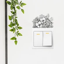 1 pieza Pegatina decorativa para interruptor con diseño de grupos de flores dibujados, decoración removible para interruptores en salas de estar, restaurantes y otras superficies, regalo de cumpleaños, graduación, decoración de habitación, hogar, sala de estar, baño, dormitorio