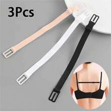 1/3pcs Set Bra Strap Extender, Adjustable Metal Buckle, Solid Color Polyamide Elastic Non-Slip Shoulder Strap Clips, Black, White, Beige, Lingerie Accessories Summer Cooling,Beach,Travel