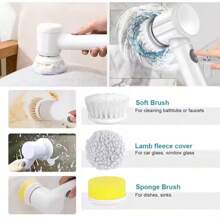 Kitchen 3 In 1 Automatic Electric Rotating Cleaning Dust Brush Power Scrubber Electric Spin Scrubber Electric Dish Scrubber - White - View 8