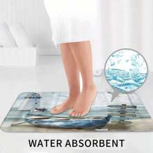 1/3pcs Nautical Coast Bathroom Set, Ocean Beach Lighthouse Shower Curtain Set With 12 Hooks, Non-Slip Carpet, Toilet U-Shaped Mat, Toilet Lid Cover Mat, Bathroom Accessories Home Bathroom Decor - 3pcs - View 6