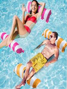 2pcs Inflatable Hammock Floating Chair, Foldable Backrest Pool Lounger For Pool Party Pool Float, Beach Essentials, Beach Accessories