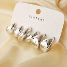 6-12 件/套时尚优雅金色和银色耳环，适合日常佩戴、度假、休闲、派对、情侣 - 金+銀色 - 查看 8