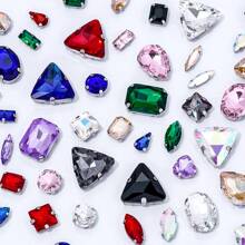 50 piezas/bolsa Piedras de strass premium brillantes de formas y tamaños variados para coser en ropa, zapatos, bolsos, decoración de vestimenta para boda, fiesta y disfraces (Colores: Blanco/Negro/AB/Rojo/Morado celeste/Morado cristal/Rosa/Verde/Azul)