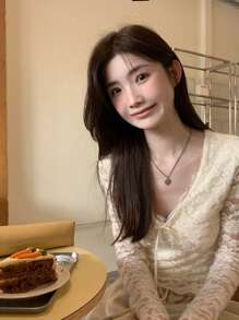 Áo lót dài tay cổ chữ V ren độc đáo, thanh lịch dành cho nữ, mẫu mới mùa xuân 2025. - Màu be - Xem 6