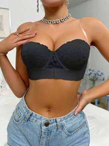 Conjunto de 3 Sutiãs Peach Girl em Renda Multicolorida para Mulheres com Efeito Push-Up para Seios Pequenos e Botões Frontais Invisíveis - Multicolorido - Ver 5