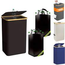 OrdoVault 100L große Kapazität Bambusrahmen Einwegflasche Recycling Behälter, faltbarer Getränkeflasche Aufbewahrungskorb, geeignet für Zuhause, Küche, Badezimmer, Speisekammer, Wohnzimmer, Flaschen & Dosen Aufbewahrung, Badezimmer/Küche/Wohnzimmer Zubehör, Geschenk für Feiertage - Verschiedenfarbig - Übersicht 3