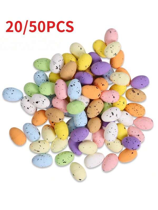 50/20 pièces de décoration d'œufs de Pâques créatives, en mousse mouchetée DIY. Convient pour les couronnes de fête de Pâques, la décoration murale de la maison, la décoration de table, l'artisanat et les décorations de cadeaux de festival.