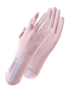 1 Pair Women's Mid-Length Fingerless Gloves, Breathable Anti-Slip UV Protection Driving Cycling Outdoor Gloves, Summer Summer - Khaki - View 6