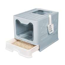 Lettiera pieghevole per gatti con coperchio, lettiera deodorante per gatti a cassetto con filtro dell'aria, lettiera pieghevole grande completamente chiusa per gatti di tutte le età
