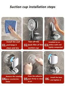 1 Suction Cup Showerhead Holder, Household Non Perforated Showerhead Holder, Strong Rotatable Base, Not Easy To Fall Off, Quick Disassembly And Installation