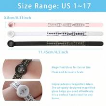 1pc/2pcs Ring Sizer Gauge - US Size 1-17, Reusable Ring Finger Measure Adjuster With Magnifier, Valentine's Day Ring Sizing Tool - Multicolor - View 3
