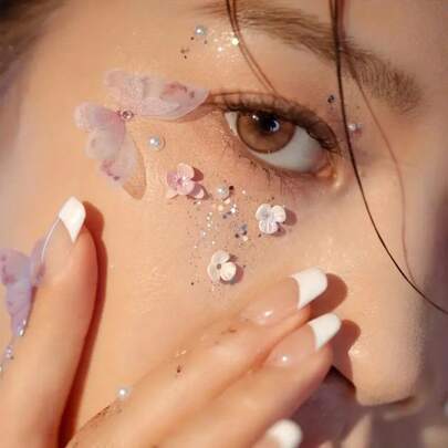 Đá quý và ngọc trai trang điểm bướm, trang sức ngày lễ, phụ kiện tóc, miếng dán đá Rhinestone phù hợp cho mặt, mắt, móng tay, đồ trang điểm thủ công, cơ thể