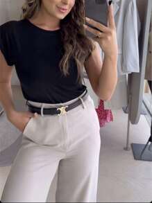 Plain Fkmoda Palazzo Pants - 沙灘色 - 查看 3