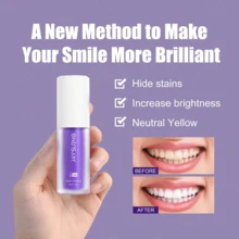 30ml V34 Purple Toothpaste, Cleans Oral Odor, Stains, Whitens Teeth, Dental Care, Teeth Whitening, Removes Tea/Smoking Stains, Freshens Breath
