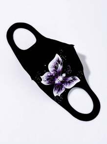 1 szt. personalizowana kolorowa maska na twarz z nadrukiem motyli i kwiatów, lekka, oddychająca, chroniąca przed słońcem, odpowiednia na festiwale, imprezy, na zewnątrz, do noszenia na co dzień