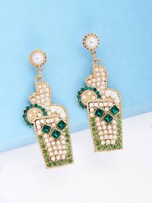 juran 1 Pair Rhinestone Dripping Drink Cup/Bubble Tea Cup Themed Earrings