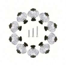 亚克力橱柜把手，透明南瓜梳妆台把手仿古装饰 DIY 把手，适用于衣柜、壁橱、抽屉、厨房家具或儿童房，带 3 号螺丝